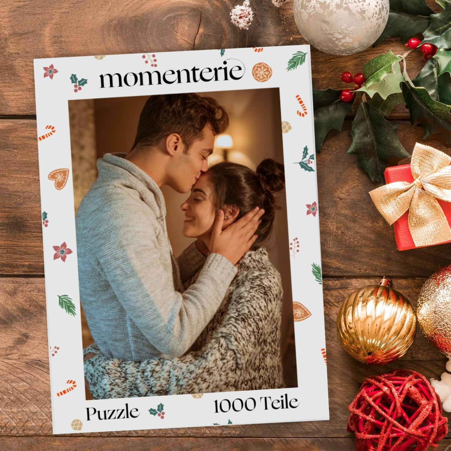 Personalisiertes Fotopuzzle zu Weihnachten für Paare – individuelles Puzzle mit eigenem Foto als romantisches und persönliches Weihnachtsgeschenk für sie und ihn