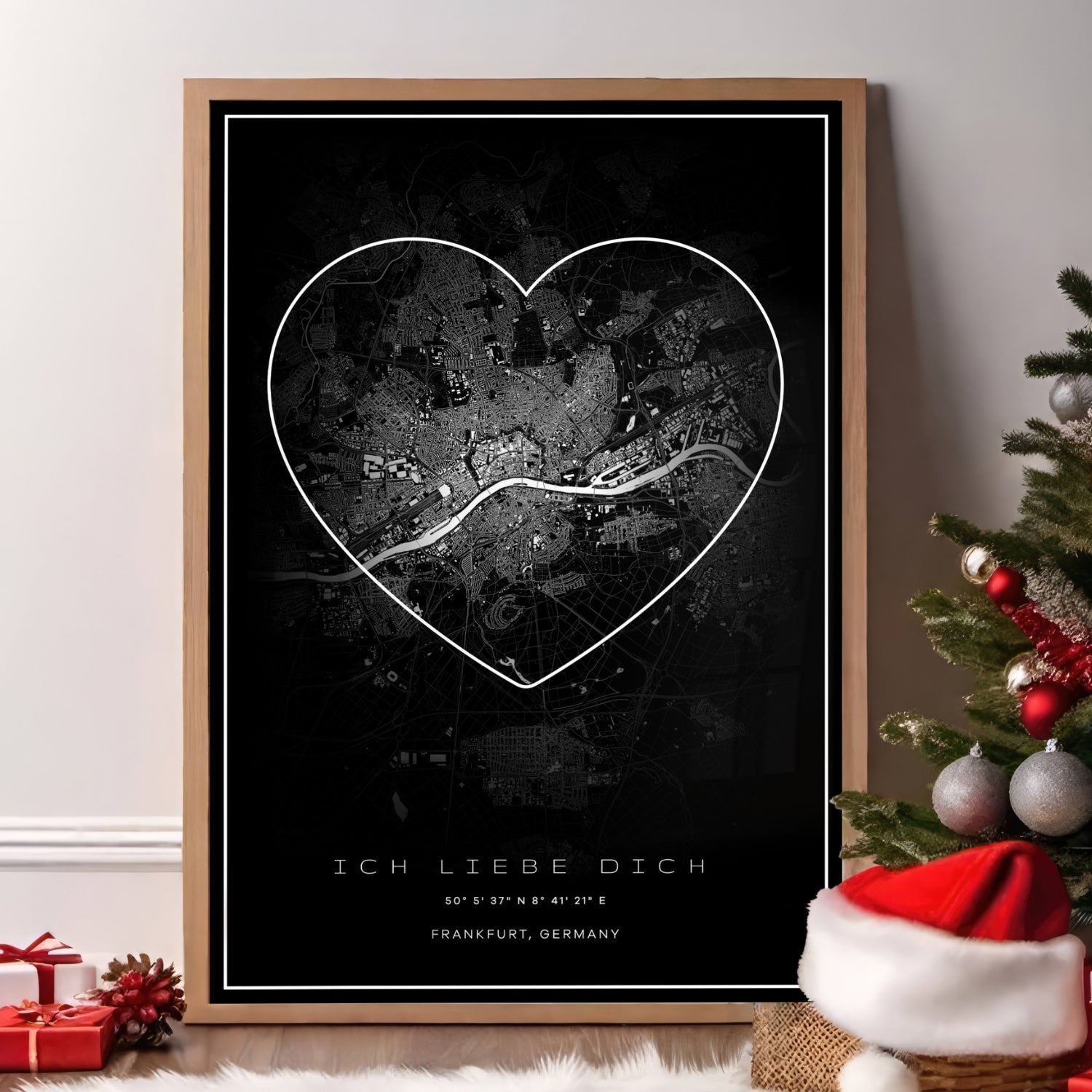 Personalisierte Stadtkarte zu Weihnachten für Frauen – individuelles City Map Poster mit Namen und Datum als stilvolles und persönliches Weihnachtsgeschenk für sie