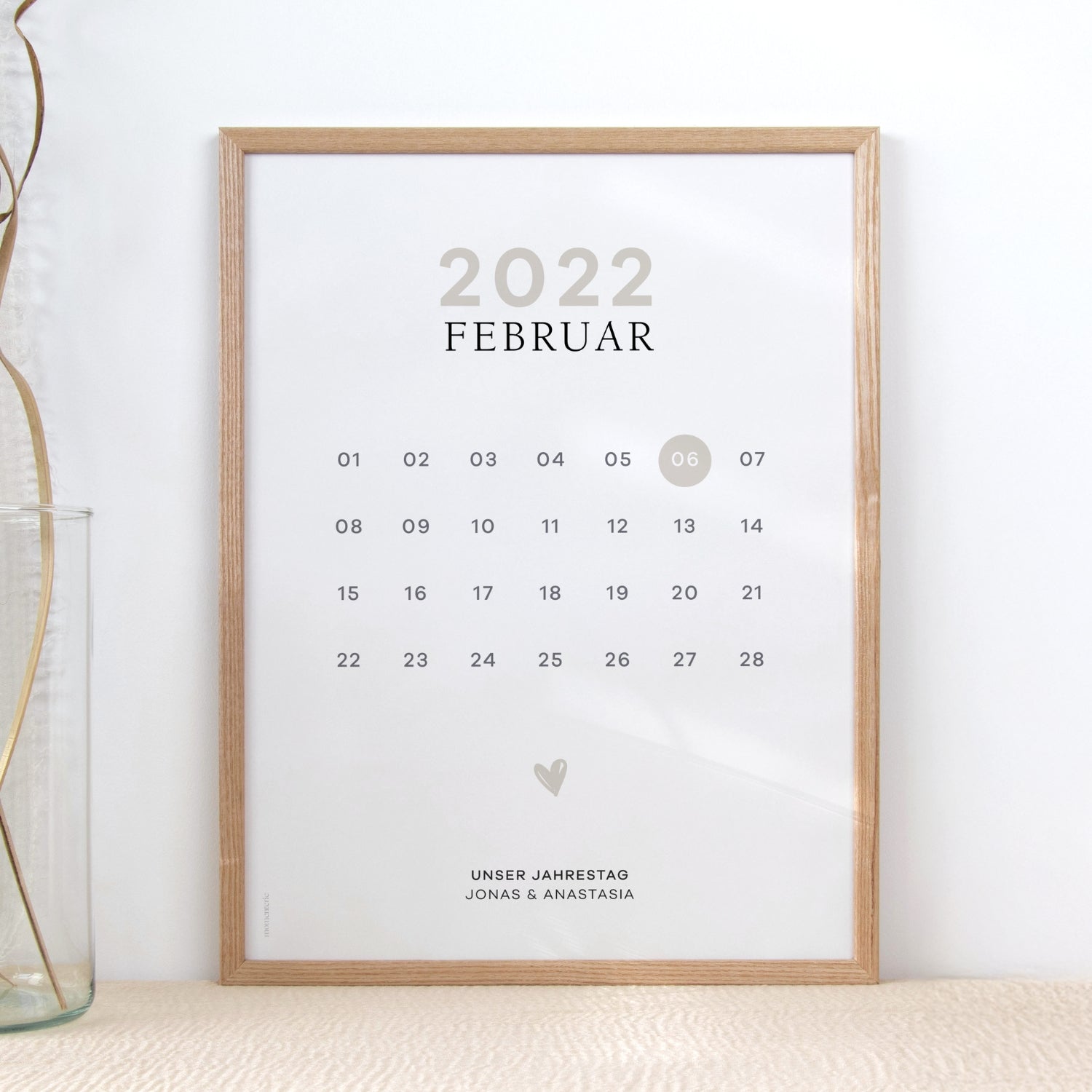 Personalisiertes Date Poster – elegantes minimalistisches Poster mit Datum und Namen als individuelles Geschenk für Hochzeit, Jahrestag oder Verlobung