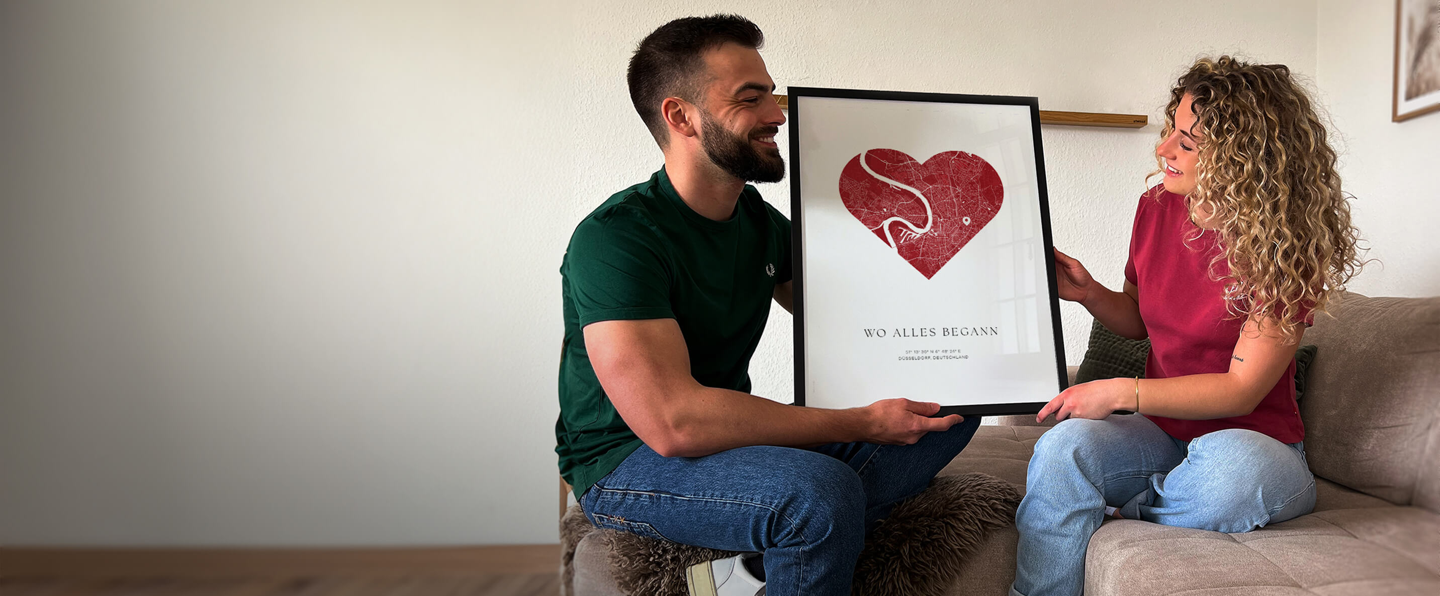 Stadtkarte als Erinnerung an besondere Treffen – personalisierbar mit Wunschort