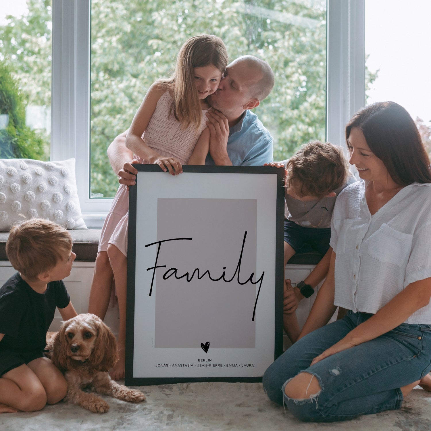 Personalisiertes Familienposter – minimalistische Line Art Illustration der Familienmitglieder als einzigartiges Wandbild und besonderes Geschenk für Zuhause