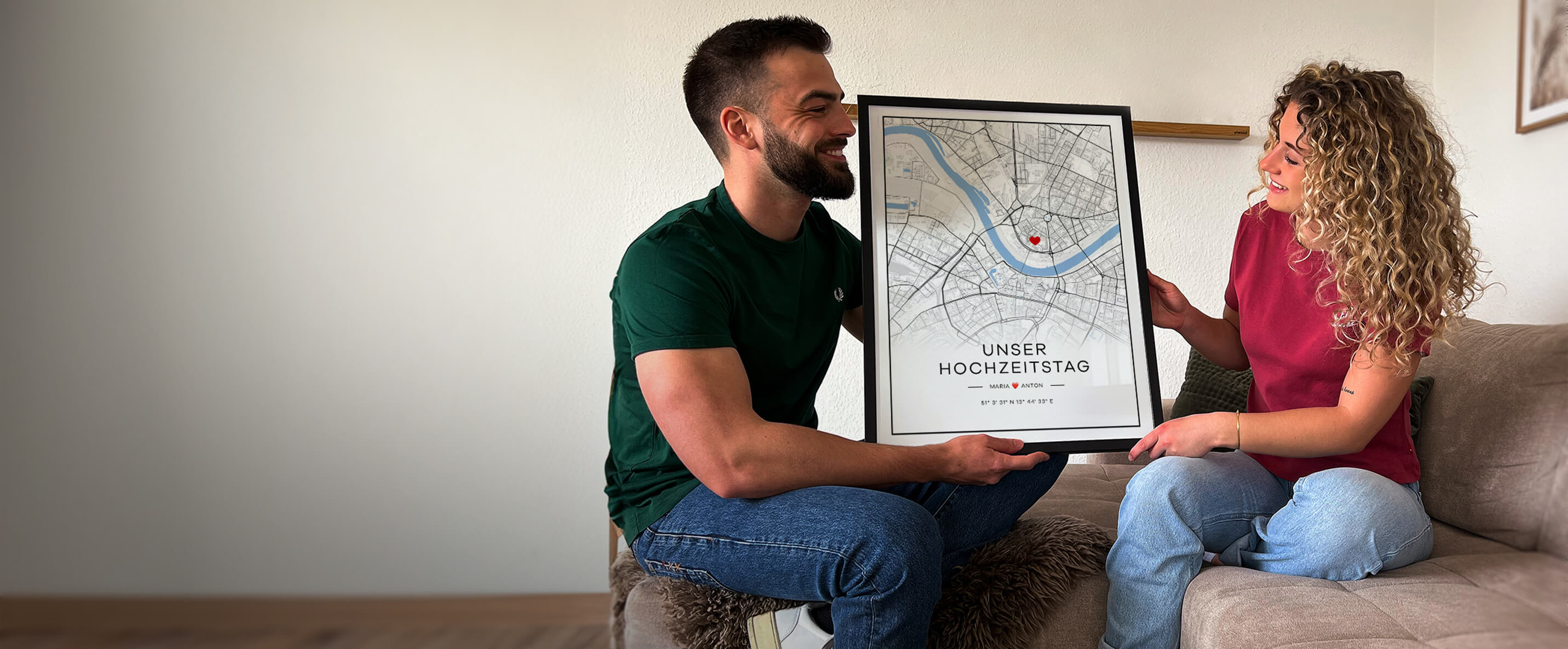 Personalisierte Stadtkarte als Hochzeitsgeschenk – gemeinsam auf ewig verewigt