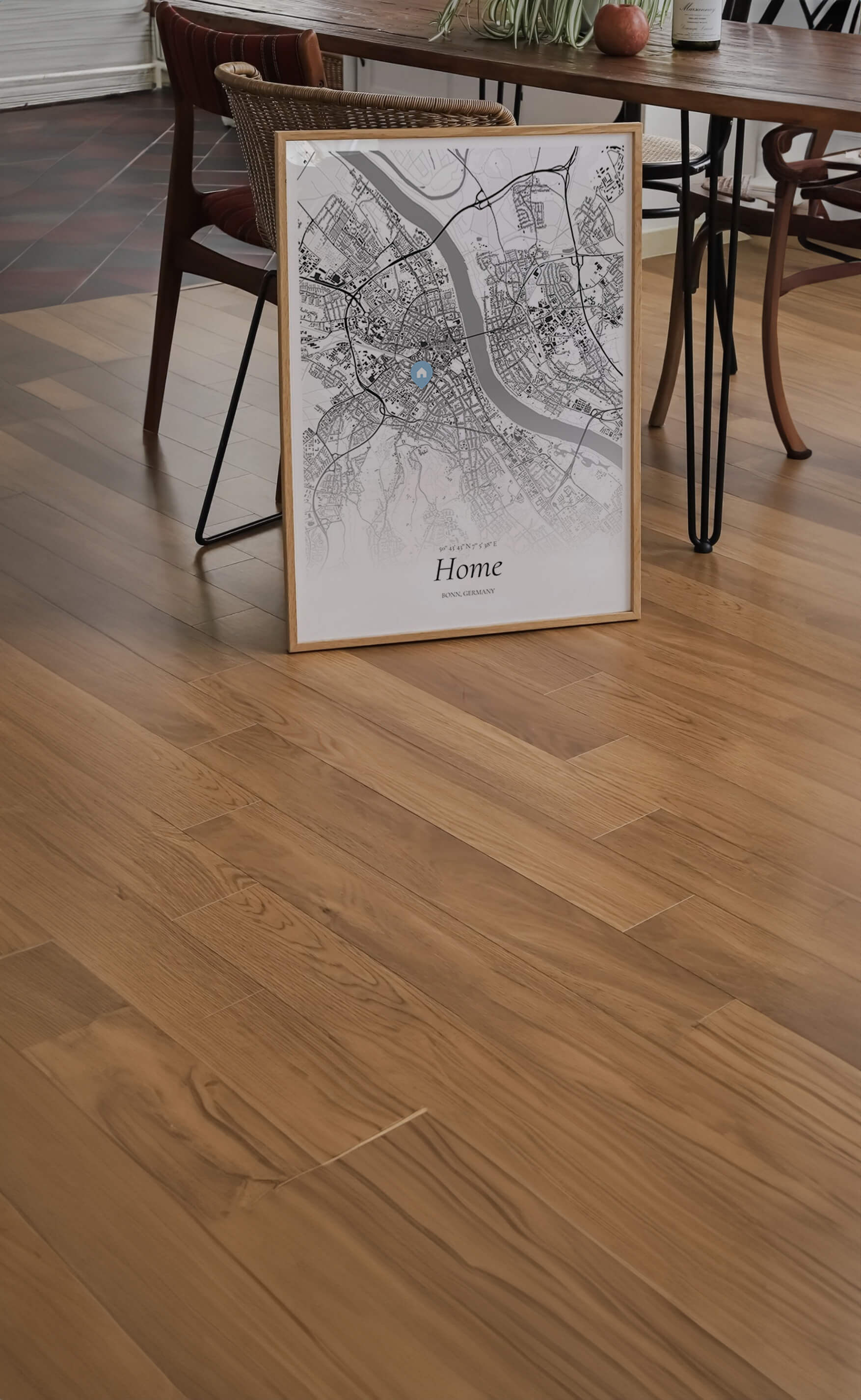 Heimat als Poster verewigt – Stadtkarte mit Wunschtext und Marker