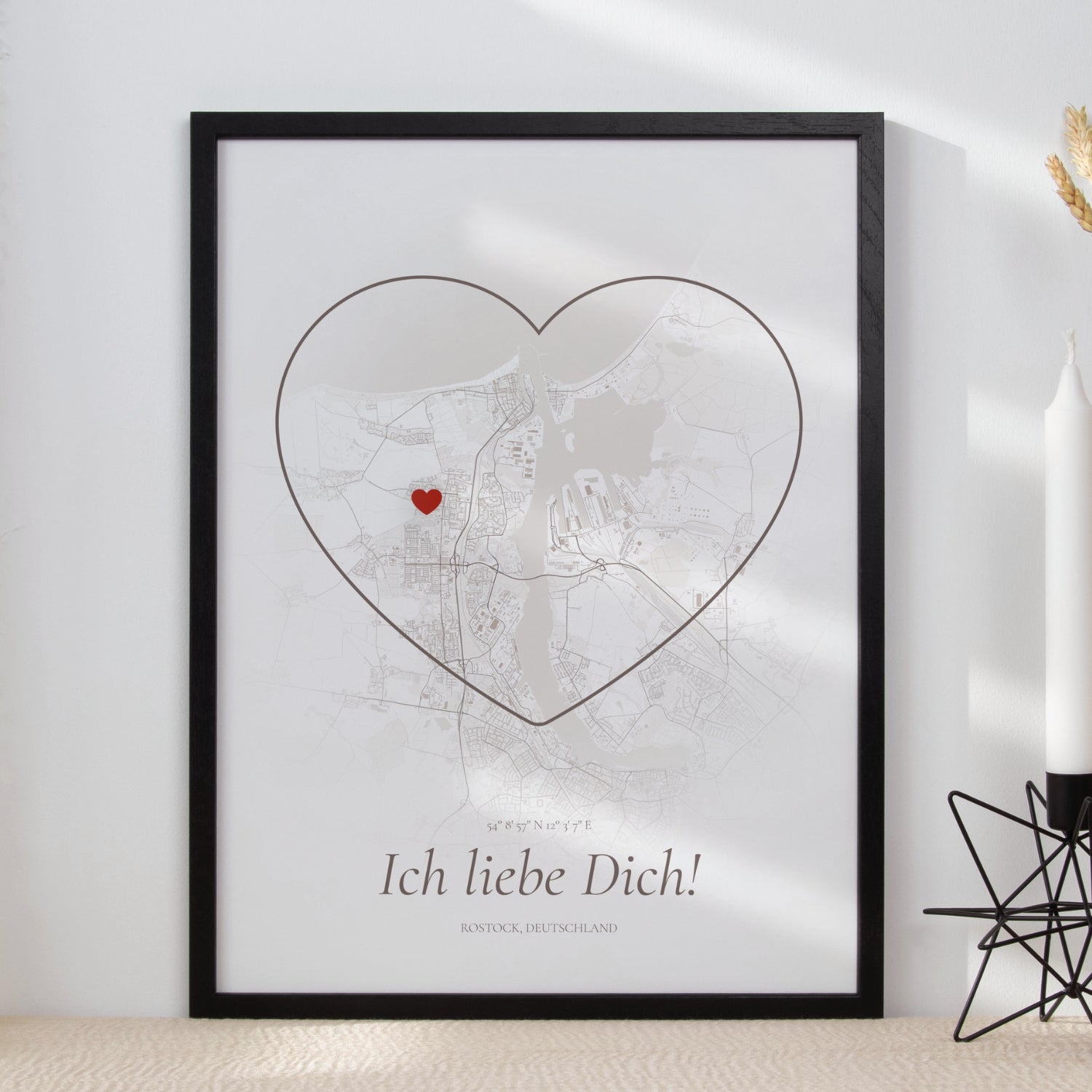 Personalisiertes City Map Poster zum Valentinstag für Männer – individuelle Stadtkarte mit Namen und Datum als besonderes Geschenk für ihn