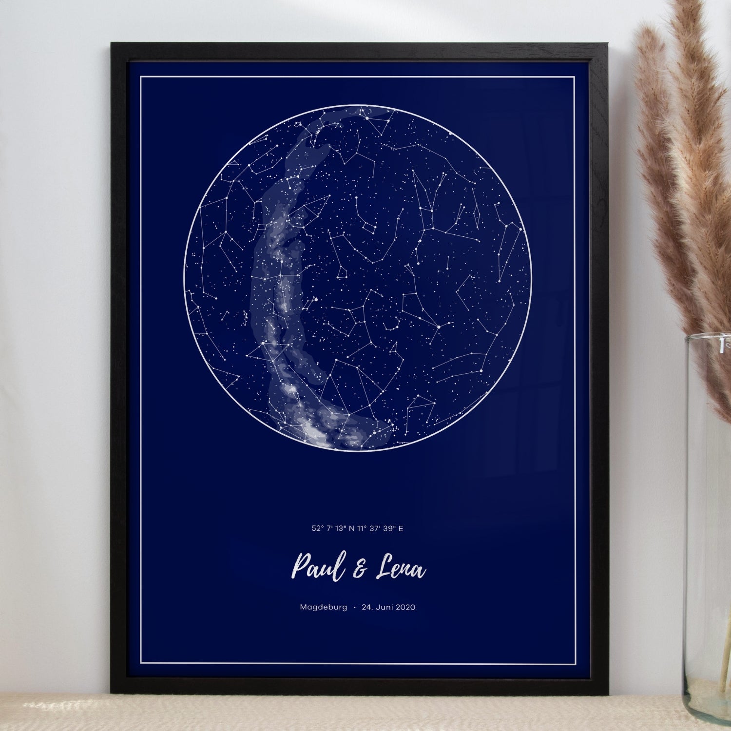 Personalisiertes Sternkarten-Poster zum Valentinstag für Männer – Sternenhimmel eines besonderen Moments mit Namen und Datum als romantisches Geschenk für ihn